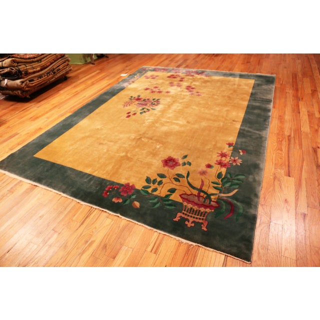 Beautiful Antique Chinese Art Deco Floral Nichols Rug, Country of Origin: China, Circa Date: 1920