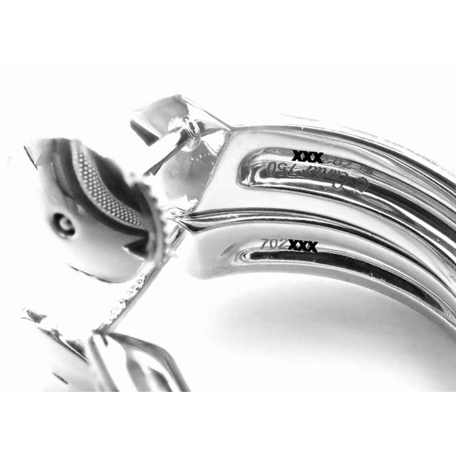 Cartier Panthere 18k White Gold Diamond Onyx Hoop Earrings Metal: 18k White Gold Measurements: 26mm x 23mm Stones: Round...