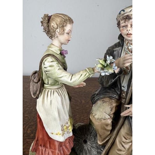 Textile Vintage Italian Handmade Porcelain Couple For Sale - Image 7 of 13