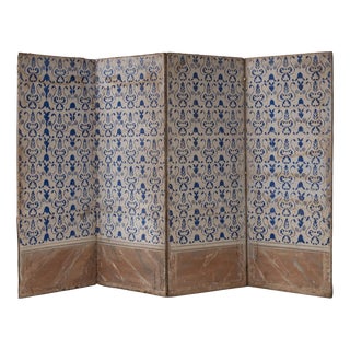 Italian Painted 4-Panel Paravent Screen, 19th Century For Sale