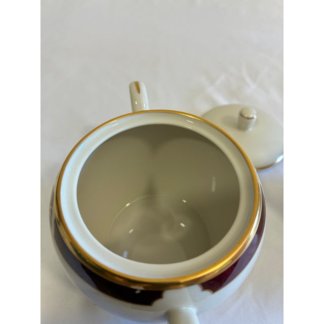 Pickard China Vintage Pickard Ensemble Burgundy Sugar Bowl and Creamer, 2 Pieces For Sale - Image 4 of 12