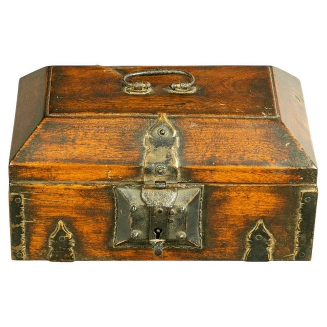 Metal 19th Century South Indian Teak & Brass Travelling Document Box For Sale - Image 7 of 7