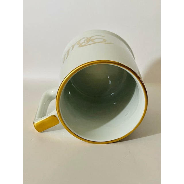 White Vintage White & Gold Ceramic Mug For Sale - Image 8 of 10
