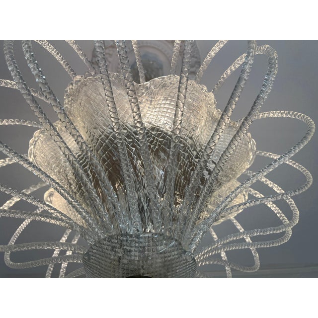 Metal Chandelier attributed to Barovier & Toso, Murano, 1940s For Sale - Image 7 of 18