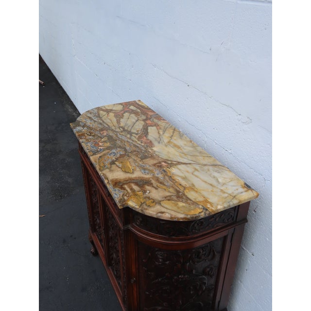 Early 20th Century Early 1900s French Heavy Hand Carved Commode Marble Top Cabinet 6672 For Sale - Image 5 of 18
