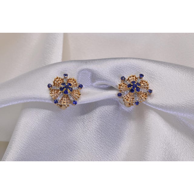 Contemporary The 81st Street: Antique Sapphire and Diamond Clip Earrings, 2 Pieces For Sale - Image 3 of 6
