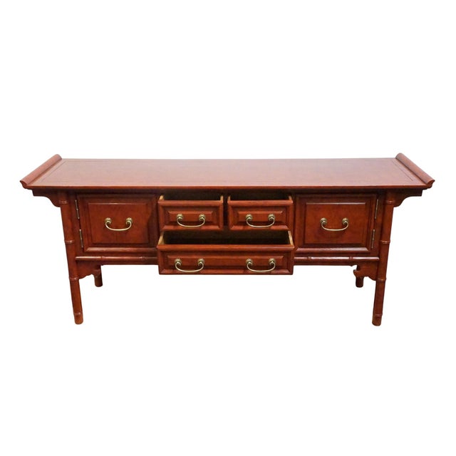 Century Furniture Asian Chinoiserie 73" Buffet / Sideboard W. Faux Bamboo Details For Sale In Kansas City - Image 6 of 13