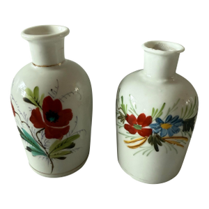Vintage Hand Painted Bud Vases With Floral Design