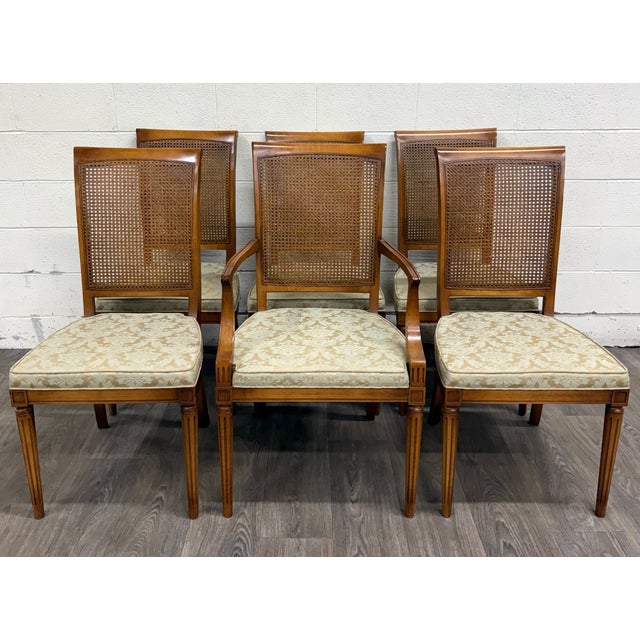 Traditional Vintage Ranck Furniture Solid Cherry Caned Back Dining Chairs - Set of 6 For Sale - Image 3 of 18