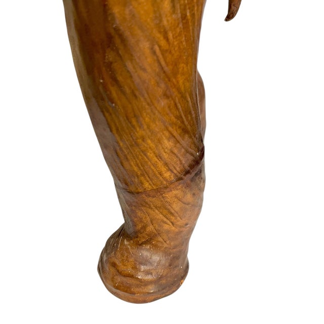Glass Vintage Moroccan Leather Elephant Sculpture, Handcrafted With Glass Eyes, 26.5” Tall For Sale - Image 7 of 18