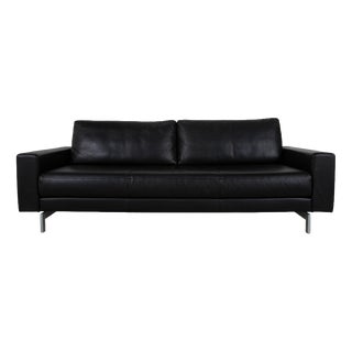 Vida 3-Seater Sofa in Black Leather from Rolf Benz For Sale