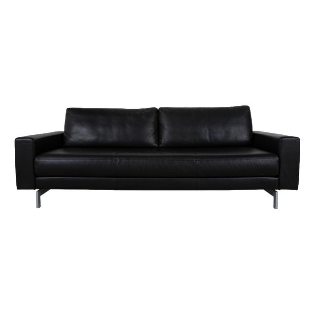 Vida 3-Seater Sofa in Black Leather from Rolf Benz For Sale