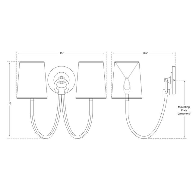 Modern Thomas O'Brien for Visual Comfort Signature Reed Double Sconce in Polished Nickel with Linen Shades For Sale - Image 3 of 5