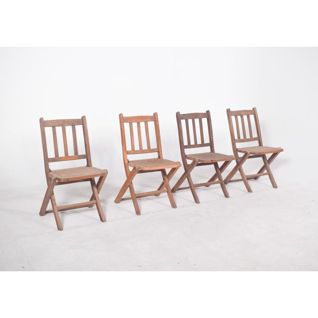 Mid-Century Modern Wooden Folding Chairs, 1950, Set of 4 For Sale - Image 3 of 11