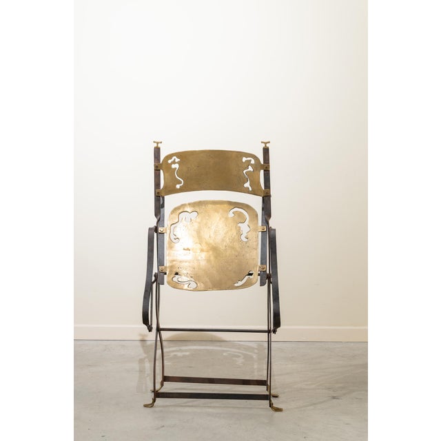 Metal Brutalist Folding Armchair by David Marshall, Spain, Late 20th Century For Sale - Image 7 of 14