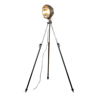 Military Spotlight Floor Lamp on Original Tripod from Bosch Eisemann, 1960s For Sale