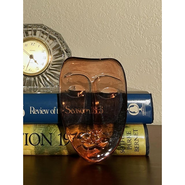 Mid-Century Modern Vintage Amber Art Glass Face Mask Sculpture | Mid Century Modern Wall Object For Sale - Image 3 of 4