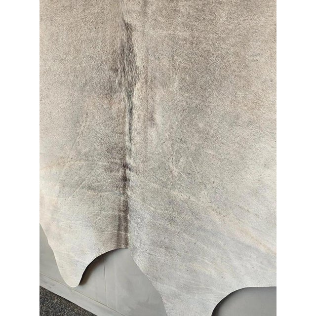 Large White and Grey Genuine Cowhide Rug For Sale - Image 13 of 18