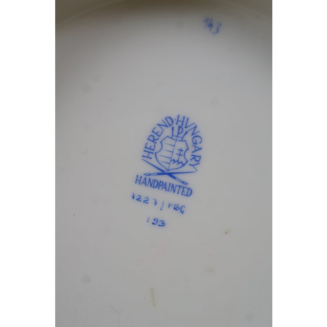 Late 20th Century Herend Blue Garland Ribbed Porcelain Cachepot Vase Bowl Jardiniere Pot 7" For Sale - Image 9 of 12