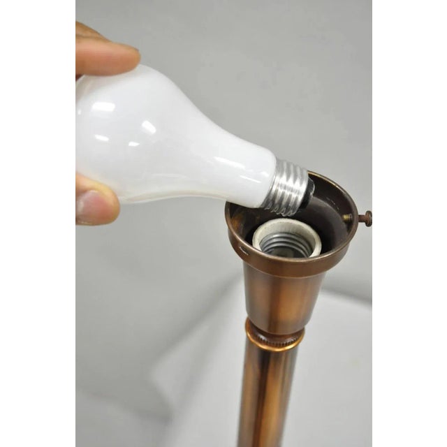 Vintage Industrial Mid Century Modern Copper Metal "Ship Turbine" Table Lamp For Sale - Image 9 of 12