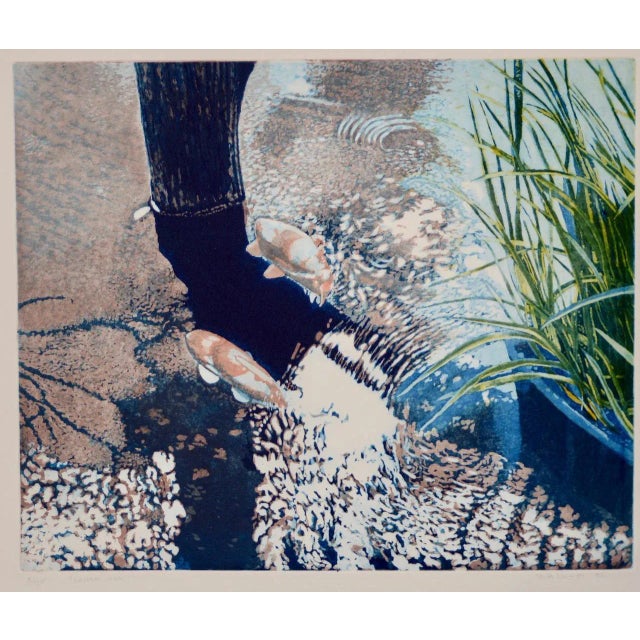 Vintage Koi Pond "Second June" Etching W/ Aquatint by Thadd Evans C.1986 Beautiful vintage etching with aquatint by Thadd...