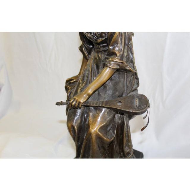 19 Th century Lady Bronze with mandolin Signed For Sale - Image 17 of 18