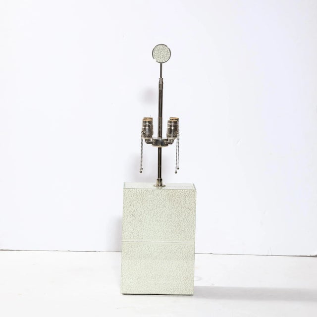 Glass Modernist Rectilinear Glass Table Lamp in Frost Blue Craquelure by Robert Rida For Sale - Image 7 of 13