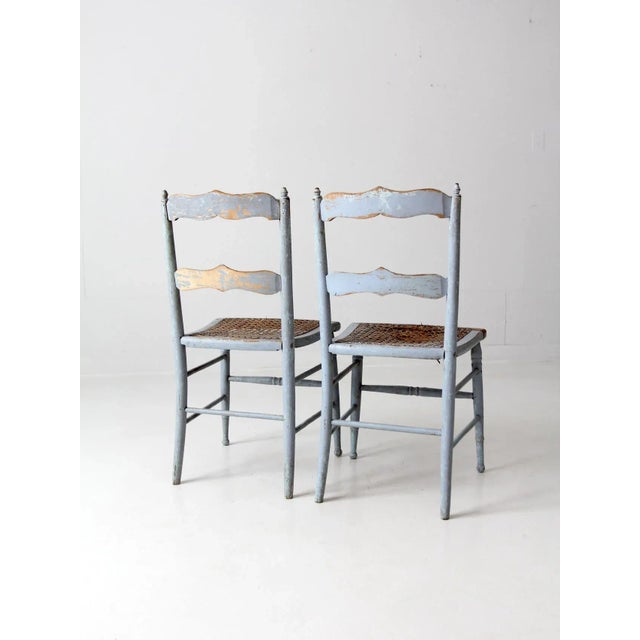 Vintage Painted Caned Chairs Pair For Sale - Image 10 of 13