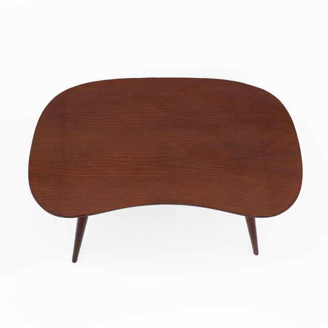 Bean-shaped coffee table, in oak and beech wood, Italian production from the 1970s