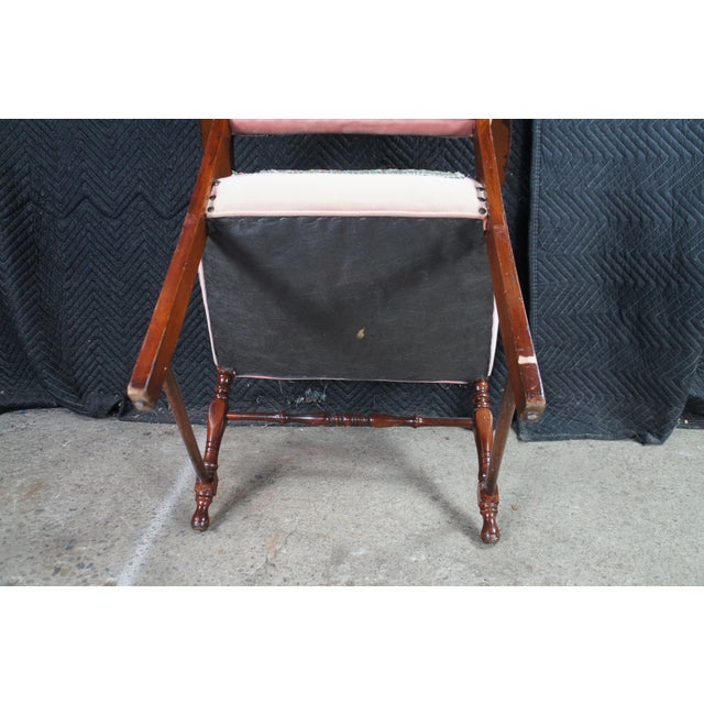 Antique Mahogany Quilted Velvet Butterfly Dragonfly Charm Armchair For Sale - Image 13 of 13