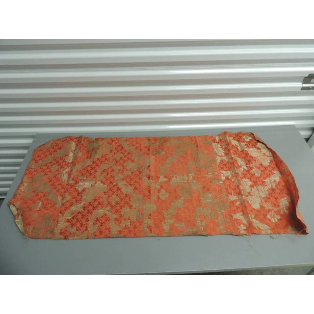 Antique Orange & Silver French Woven Textile Panel For Sale In Tampa - Image 6 of 6