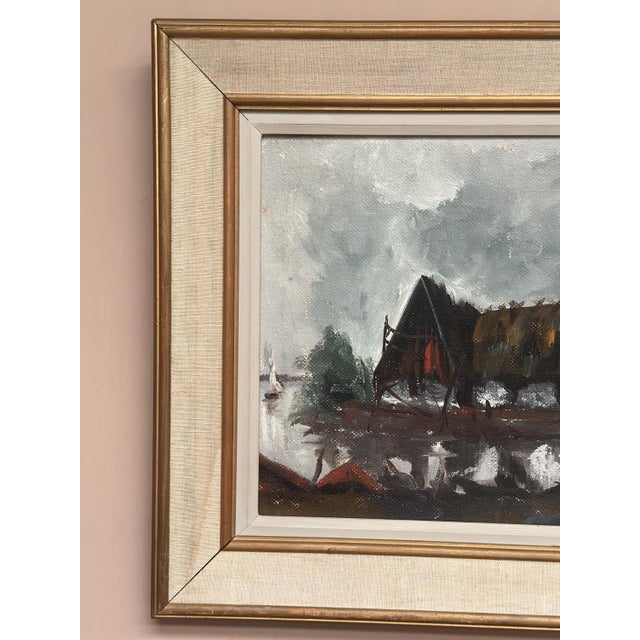 Jeams, Cabin by the Water, 1960s, Oil Painting on Panel, Framed For Sale - Image 11 of 18