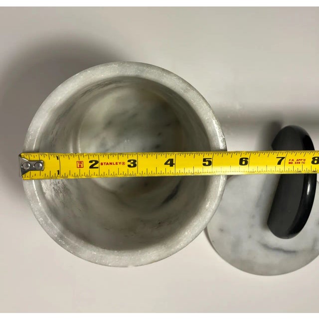 Stone 1980s Postmodern Solid White & Black Marble Lidded Canister For Sale - Image 7 of 7