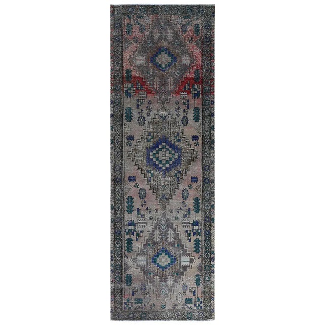 Brown Vintage Persian Hamadan Earth Tone Abrash Wool Rug For Sale - Image 8 of 8