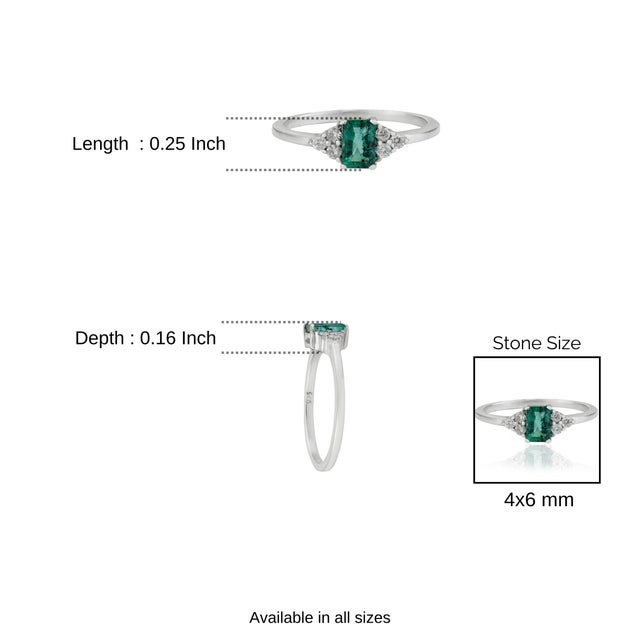 Certified 0.61 Ct Natural Emerald & Diamond Cluster Ring Size 7.5 - Engagement Gift For Sale - Image 9 of 13