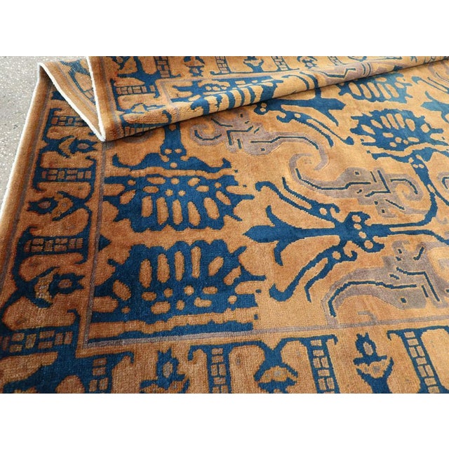 Camel Galerie Shabab Collection Mid-20th Century Handmade Chinese Art Deco Accent Carpet For Sale - Image 8 of 8