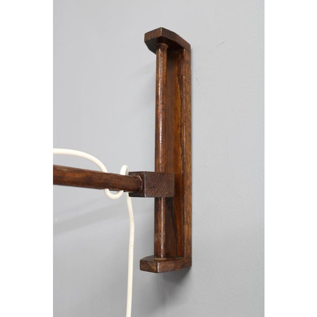 Wood Mid-Century Adjustable Wooden Wall Lamp with Rattan Shade, 1970s For Sale - Image 7 of 15