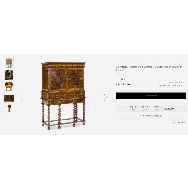 Jonathan Charles Contemporary William and Mary Walnut Secretaire Cabinet on Stand Oyster Veneers For Sale - Image 13 of 14