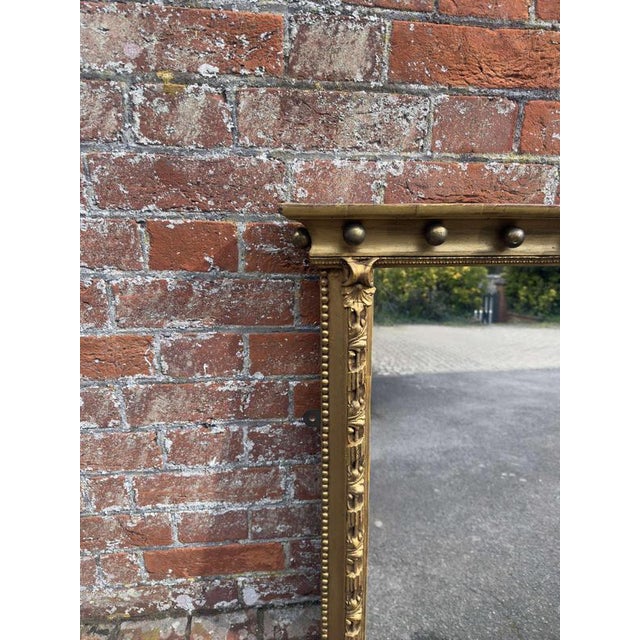 Large Antique English Ribbed Framed Overmantle Mirror, 1800s For Sale - Image 4 of 6
