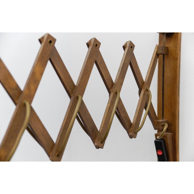Scandinavian Scissor Wall Lamp in Wood and Fabric, 1960s For Sale - Image 16 of 18