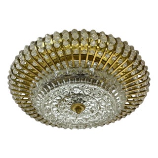 Hollywood Regency Glass and Brass Ceiling Light from Ernst Palme Palwa, Germany, 1970s For Sale