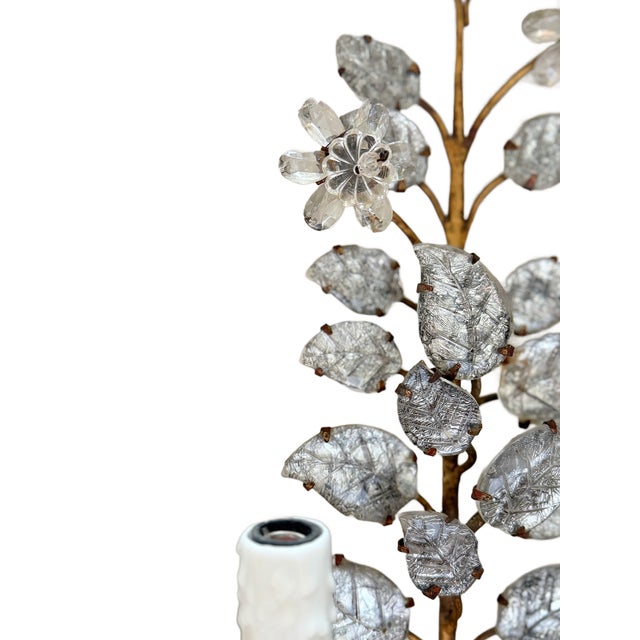 1930s Early 20th Century Maison Baguès Crystal Mirrored Floral Two-Light Wall Sconces - a Pair For Sale - Image 5 of 9