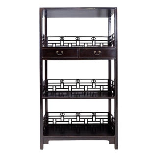 Vintage 20th Century Chinese Four-Tier Lacquered Wood Bookcase For Sale