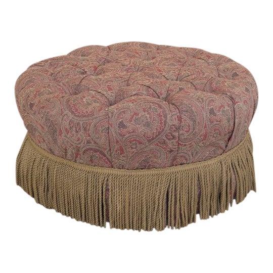 Century Round Tufted Upholstered Large Ottoman Chairish