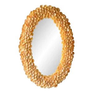 Antique Oval Wall Mirror With a Handmade Shell Frame