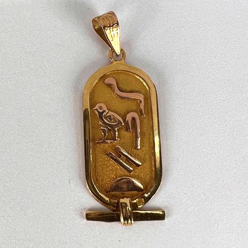 Egyptian Heiroglyphics Tablet 18K Yellow Gold Charm Pendant, 1950s For Sale - Image 6 of 11
