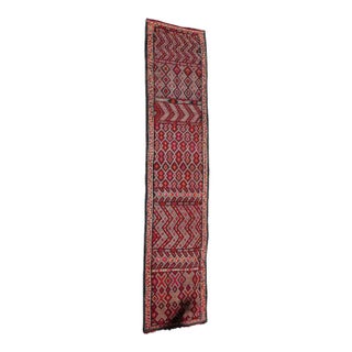 Vintage Moroccan Tuareg Tribal Runner Rug, Geometric Wool and Cotton, 1950s For Sale