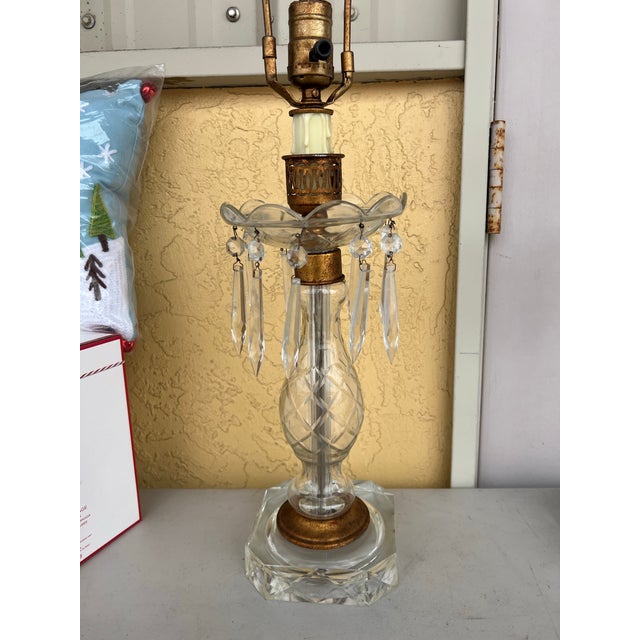 Vintage Pair of Crystal Lamps-2 For Sale - Image 4 of 7