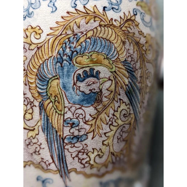This elegant enameled Satsuma Vase is distinguished by two Phoenix birds - symbols of immortality, resurrection and life...