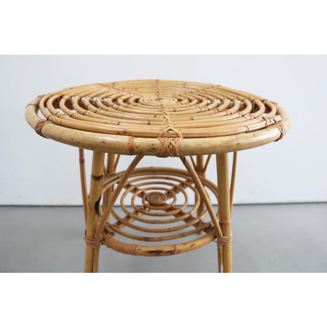 Mid-Century Modern Bamboo Highback Chairs with Side Table, 1960s, Set of 3 For Sale - Image 9 of 11